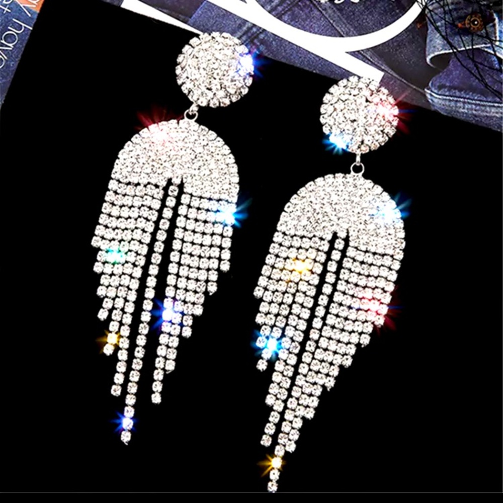 🌟 Luxury Rhinestone Big Long Earrings